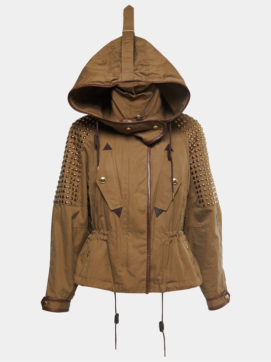 Burberry Jackets & Blazers - Burberry Brit Olive Green Studded Zip-Up Jacket
